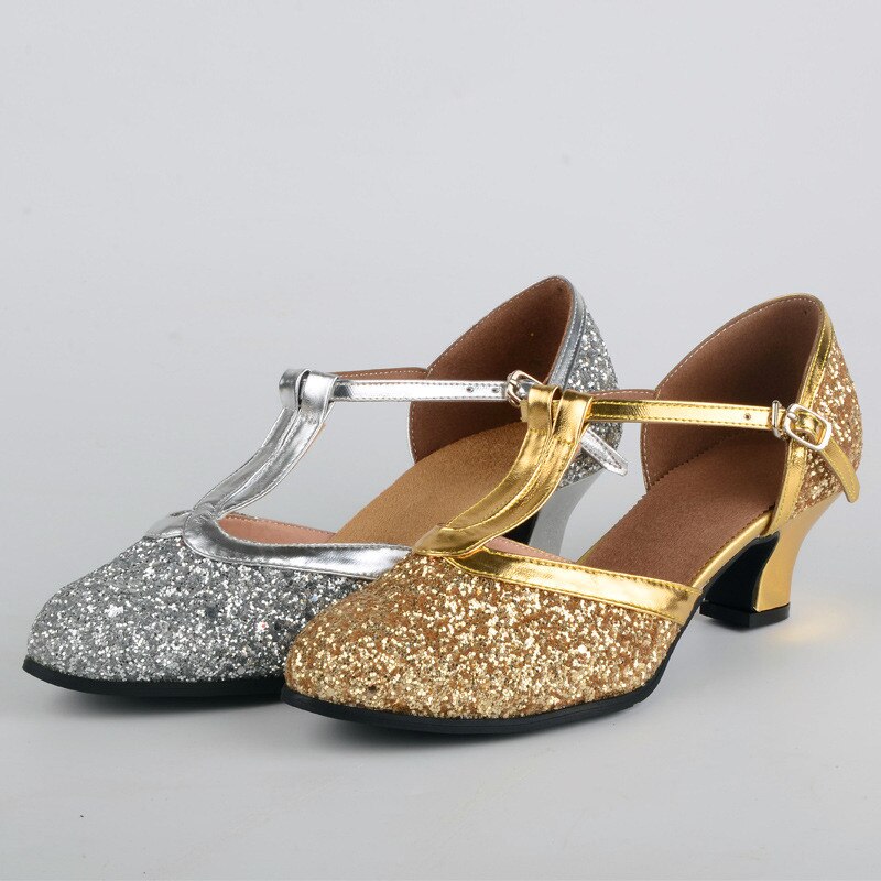 Kvinna gyllene silver skor kvinnor höga klackar för latin dans och ballroom jazz dans skor för kvinnliga zapatos plateados mujer