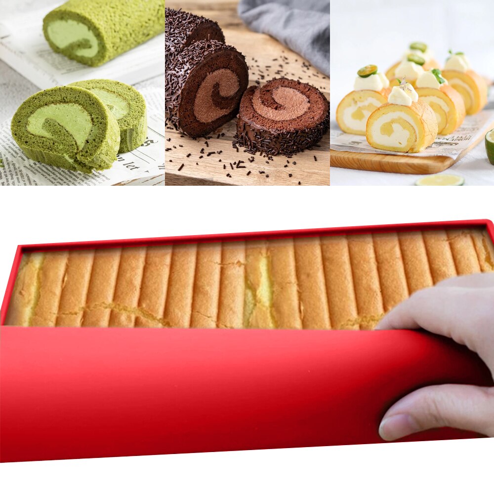 Food Grade Cake Roll Mat Double-sided Swiss Roll Bakeware Mat High Temperature Resistant Silicone Mold DIY Bakeware Baking Tools