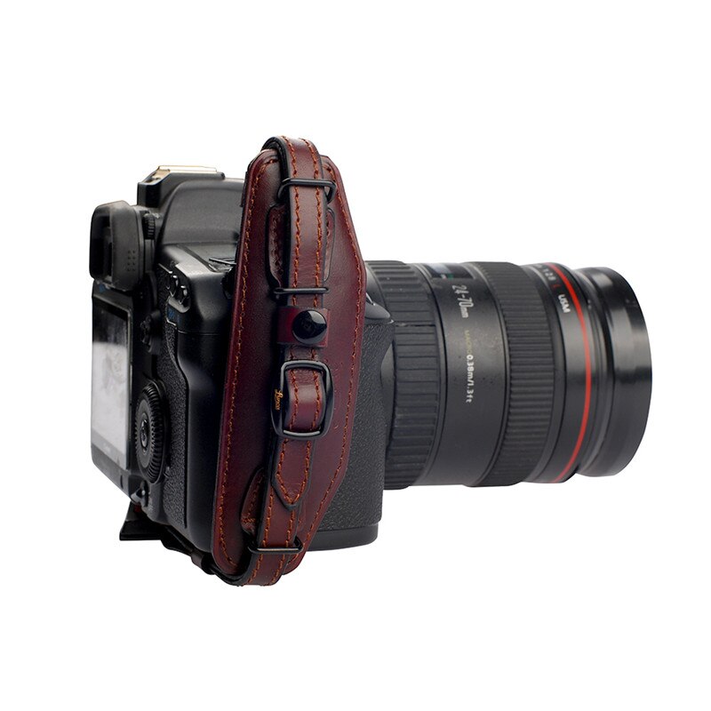 Kamera læder håndledsrem med quick release plade, komfort polstring stabilitet og sikkerhed til alle dslr slr og digitalkameraer