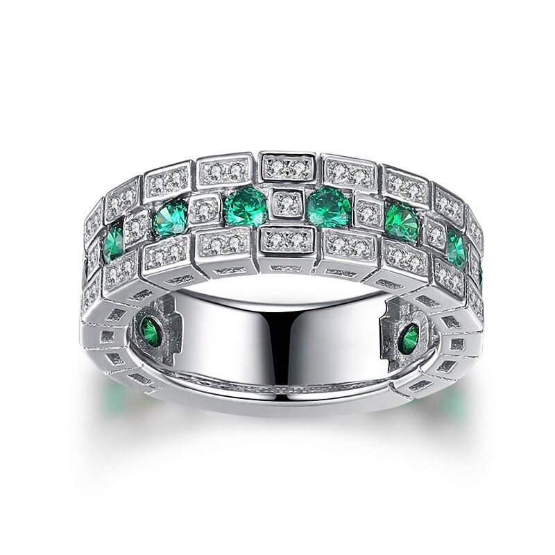 Huitan Verharde Green Zirconia Band Vrouwen Ringen Luxe Trouwringen Voor Mom Statement Sieraden