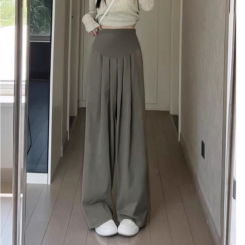 Plus Size Maternity Clothes for Comfortable Pregnant Women Striped Trousers Leisure Clothing Pregnancy Women's Loose Pants: GRAY / XL