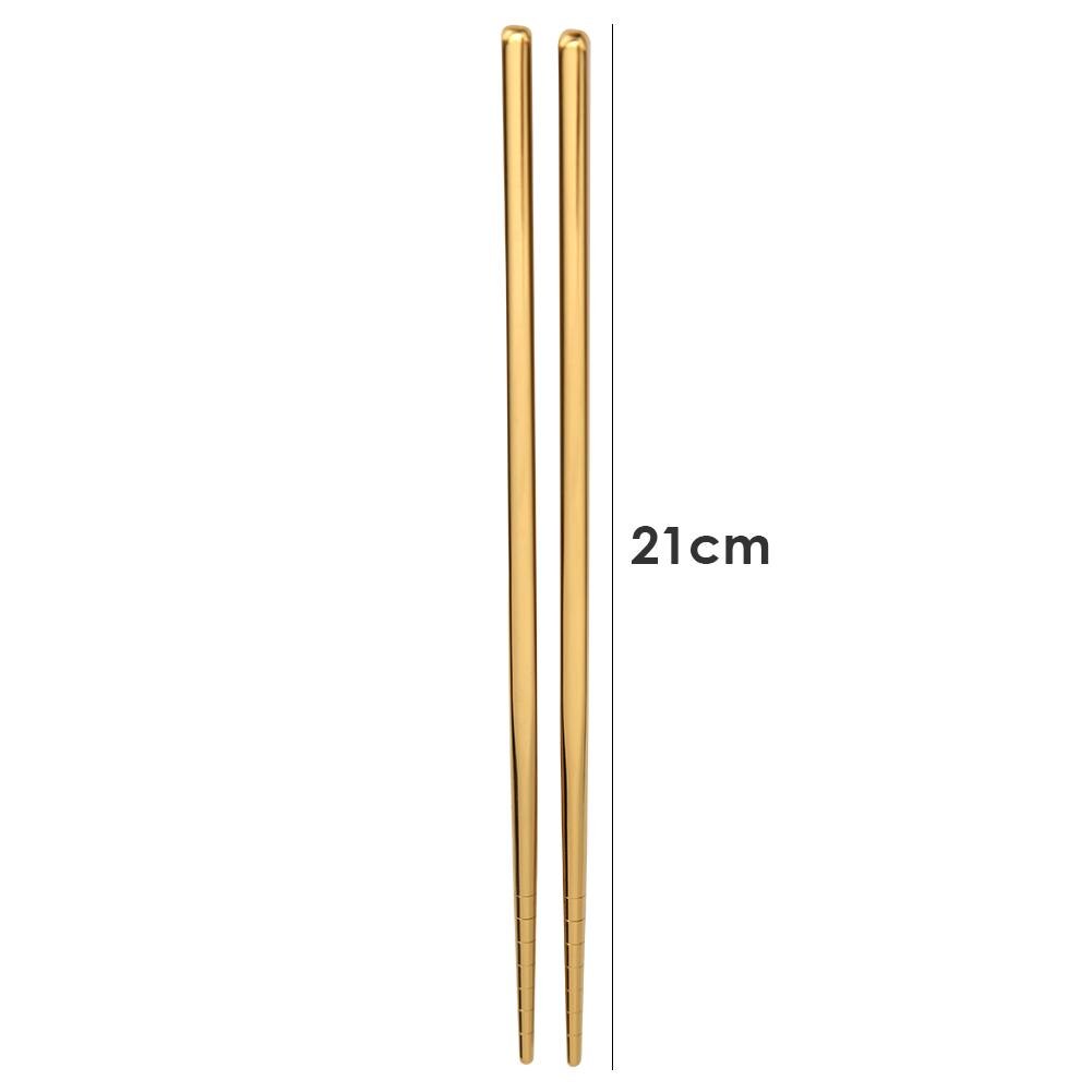 Palillos de acero inoxidable antideslizantes, palillos chinos portátiles para comida, vajilla de 21cm, utensilios de cocina, 1 par: Gold 21cm