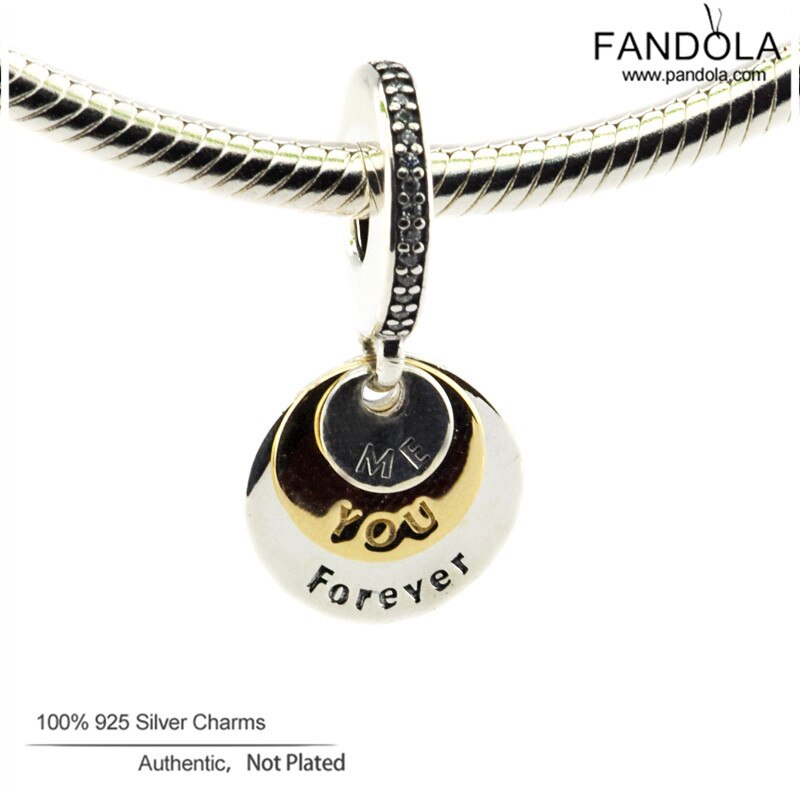 Genuine 925 Sterling Silver You & Me Forever Dangle Charms Beads for Jewelry Making Fit Original Charms Bracelets