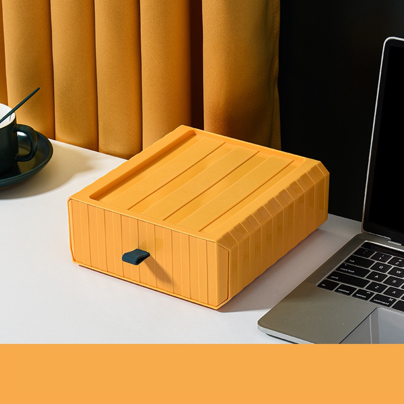 Multifunctional Drawer Storage Box Desktop Storage Organizer for Cosmetics Student Stationery Small Sundries: Yellow