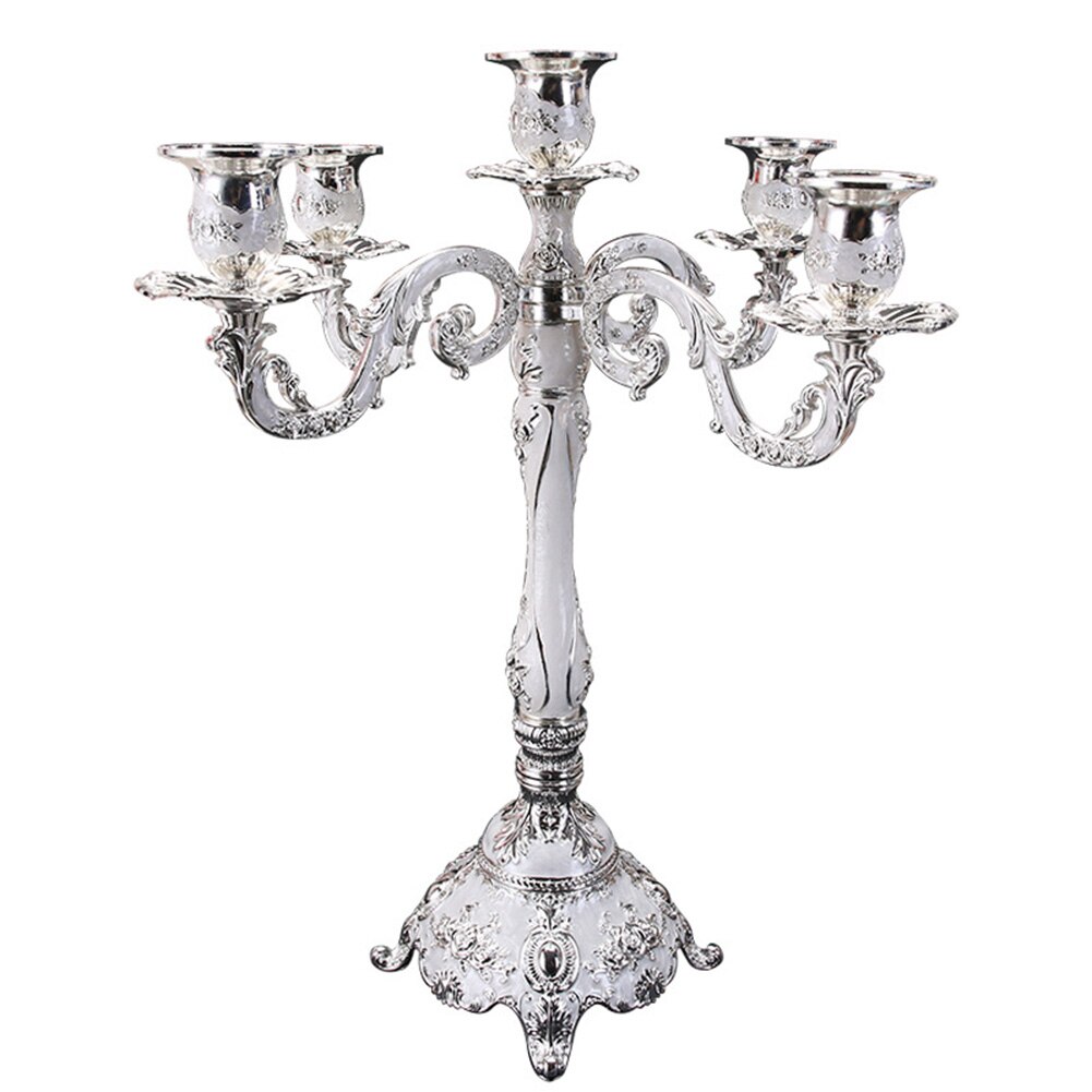Kandelaar, Set van 2 Kandelaars, Aluminium, Zilver, Woondecoratie, Modern, voor Staafkaarsen, Tafeldecoratie, Bruiloft, H 15 en 19 cm