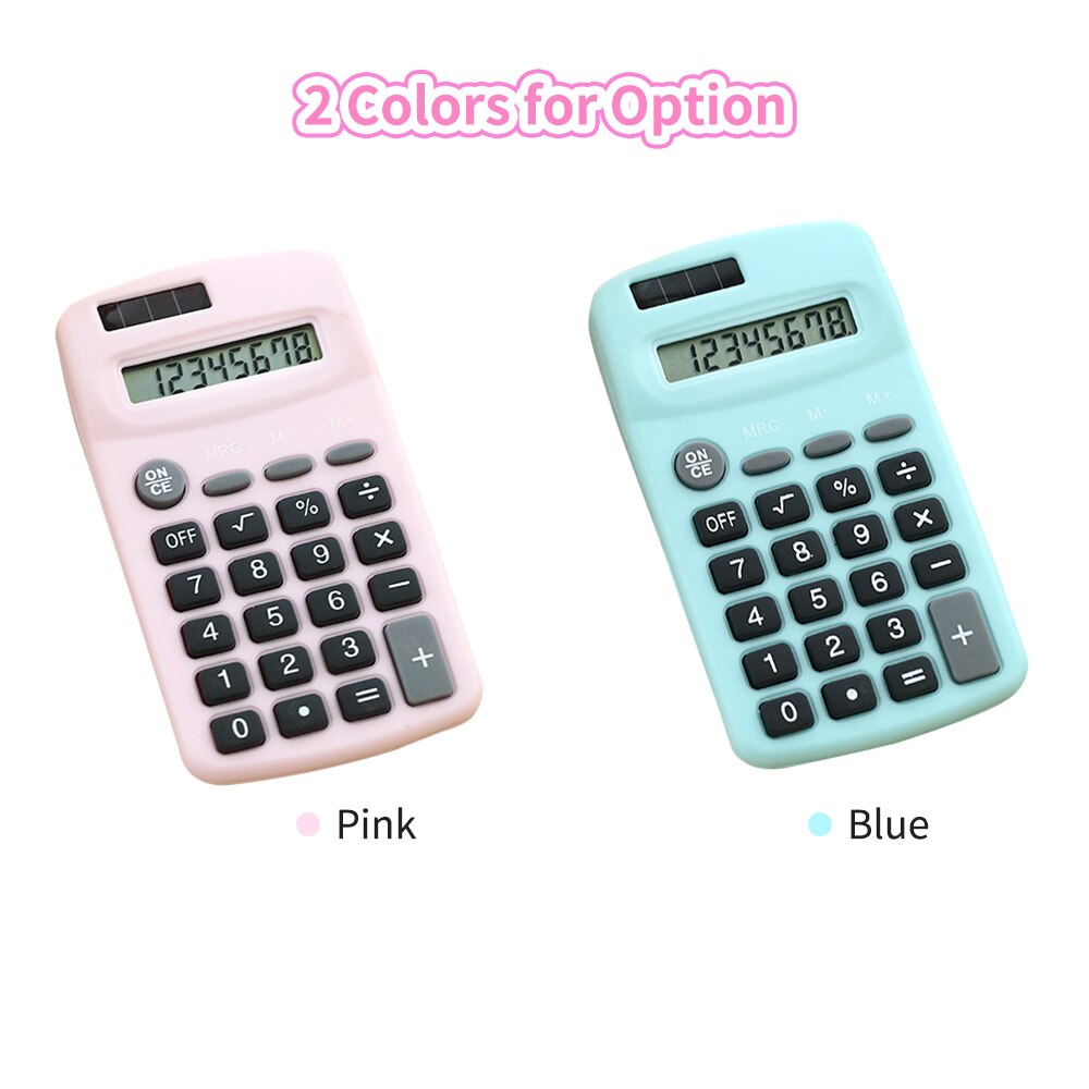 Mini Calculator 8 Digits Display Solar & Battery Dual Power Portable Electronics Calculator Accounting Tool for School Students