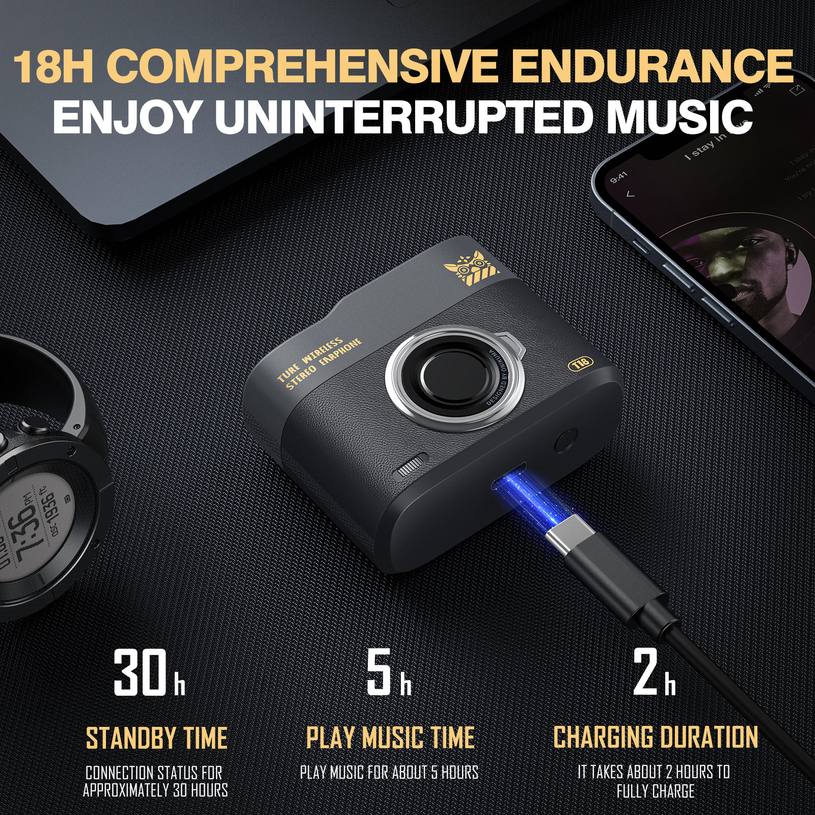 Onikuma Wireless Gaming Headset neue Ohrhörer HiFi-Stereo-In-Ear-Kopfhörer mit Mikrofonen Dual-Mikrofon