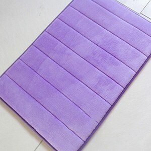 40x60cm Memory Foam Bath Mats Bathroom Horizontal Stripes Rug Non-slip Bath Mats B: Purple