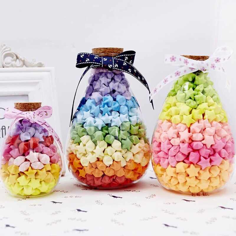 540 hojas de tiras de papel de Origami Stars, papel plegable de 27 colores, colorido, doble cara, estrella de la suerte, Origami DIY, artes hechas a mano, decoración del hogar