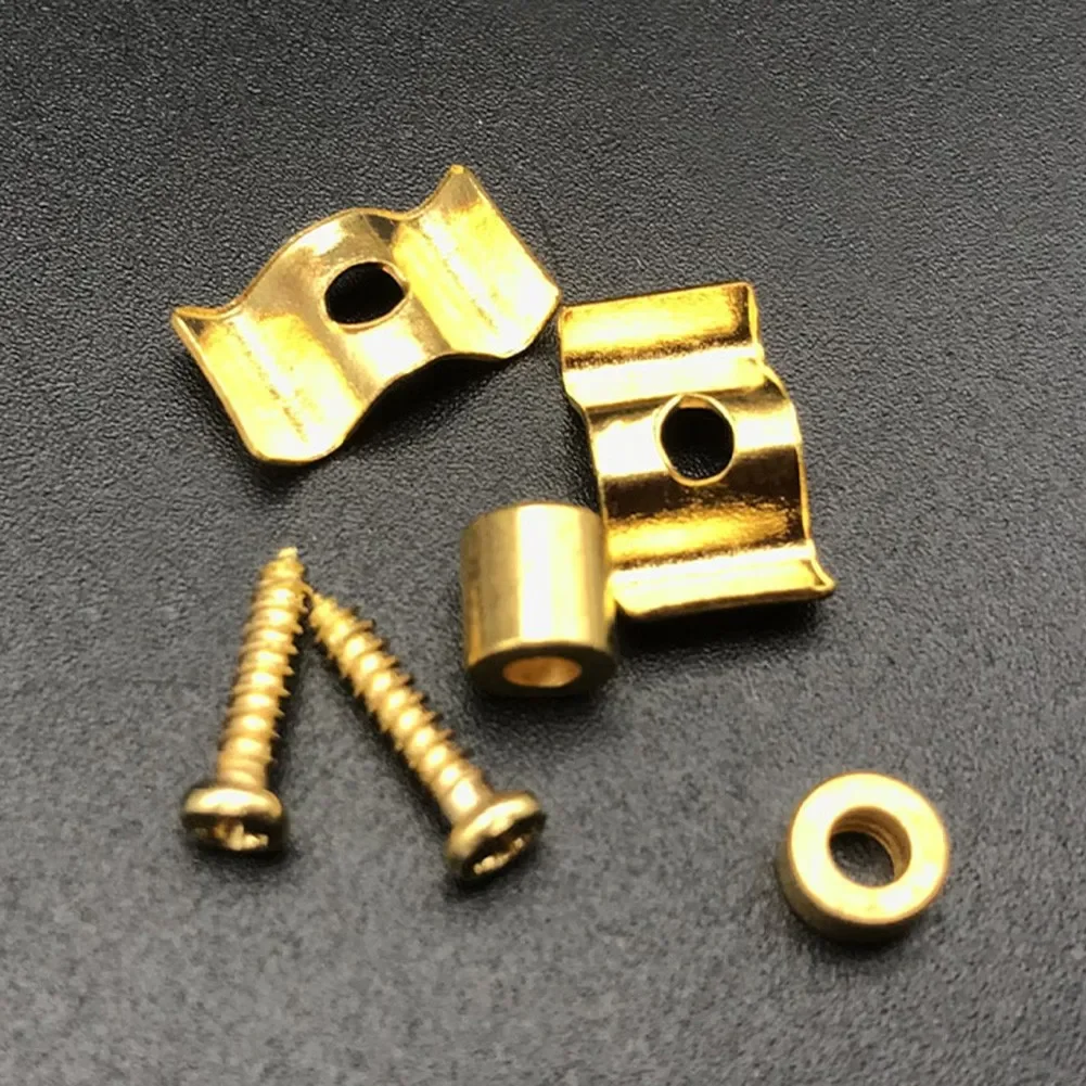 1 Paar Saitenhalter für elektrische Gold/Schwarz/Chrom, Gitarrensaitenhalter mit Schrauben, E-Gitarre, Saitenschnalle, Instrument