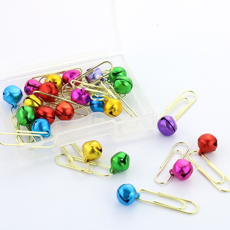 TUTU 25pcs Metal Material Bell Shape Paper Clips Gold Color Funny Kawaii Bookmark Office School Stationery Marking Clips H0109