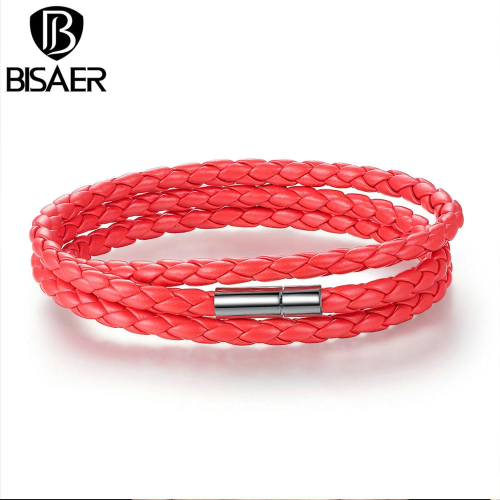 6 couleurs Bracelet en cuir hommes chaîne Bracelets pour hommes Femme Bracelet Bracelet corde Bracelet hommes bijoux unisexe GP0063: Red