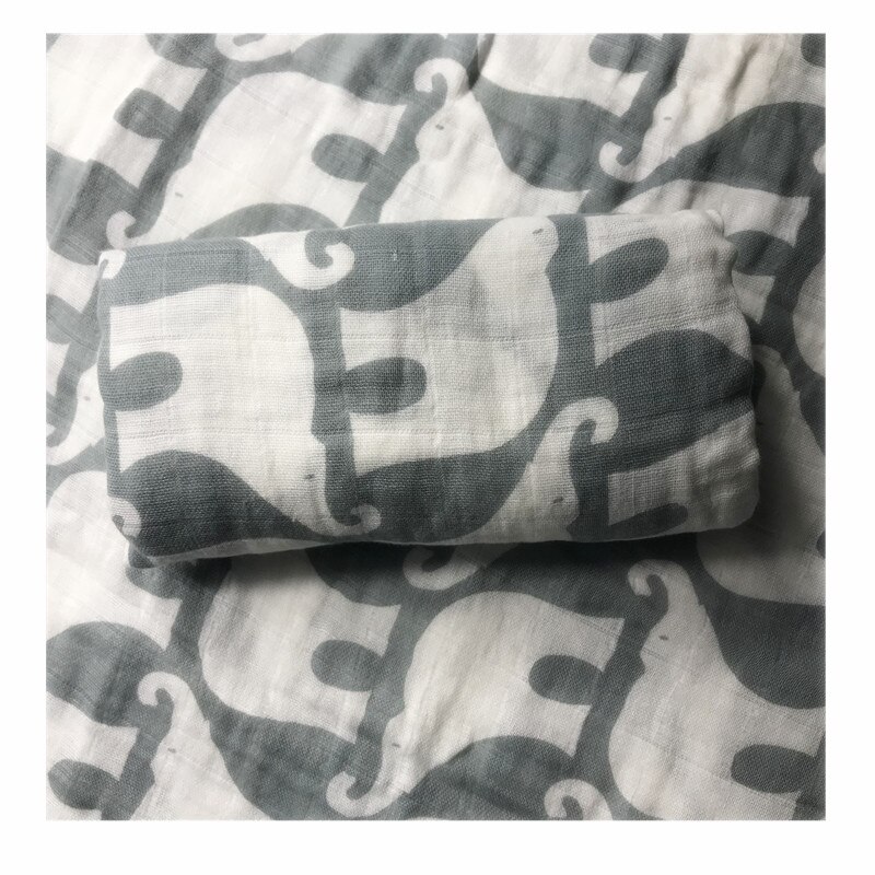 Recién Nacido muselina swaddle manta infantil 100% algodón doble gasa Toalla de baño bebé Swaddle mantas mantener envolturas 120cm * 120cm 150g: CM big elephant