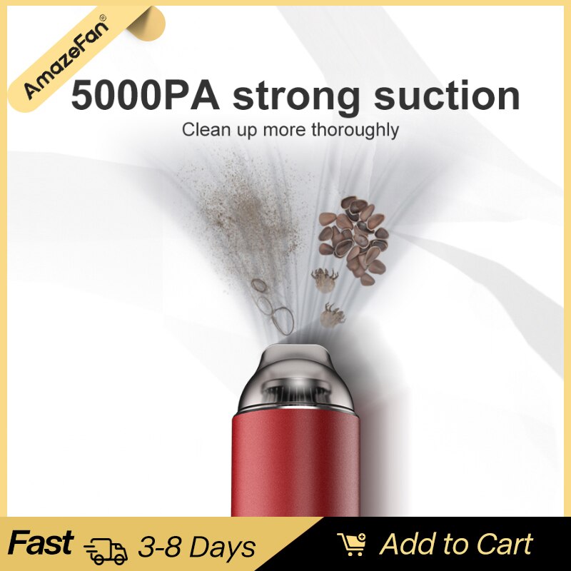 5000Pa Auto Staubsauger Super saug geräuscharm Drahtlose Tragbare Handheld Mini Staubsauger für Auto Innen Reinigung