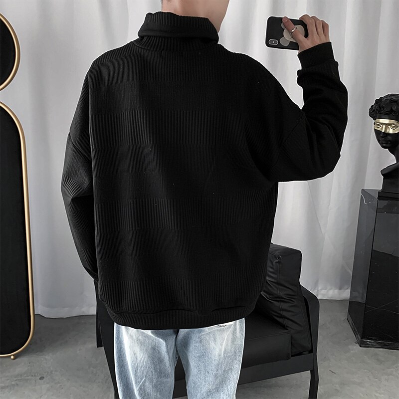 Sweaters Men Turtelneck Solid Loose All-match Autumn Knitting Korean Style Mens Students Ulzzang Retro Stylish Leisure