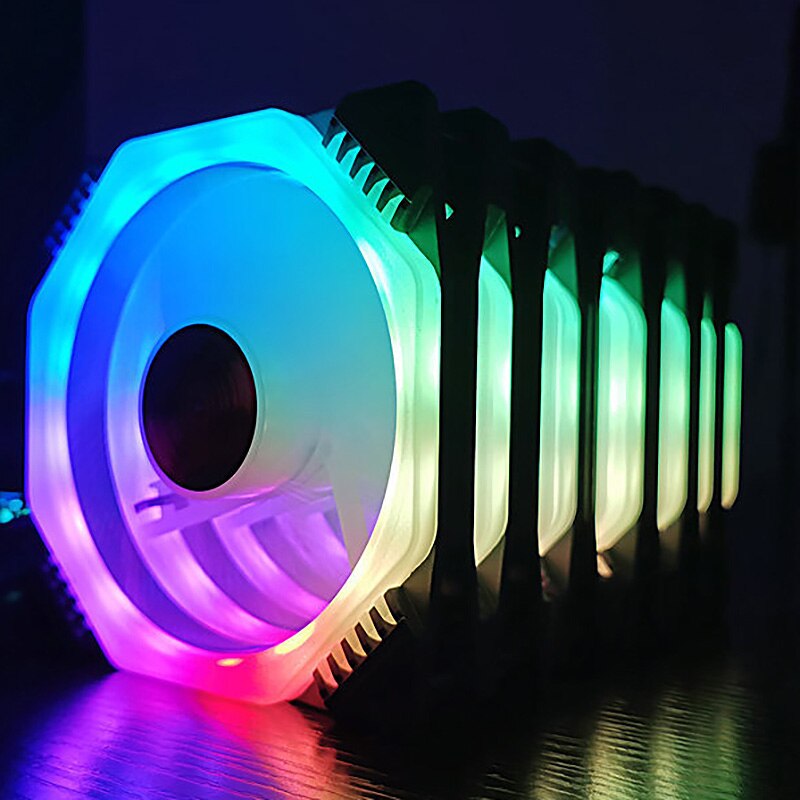 COOLMOON RGB Computer Case Fan, 12cm Silent Polygon + Music Controller Computer Cooling Fan CPU Cooling Fan (3PCS)
