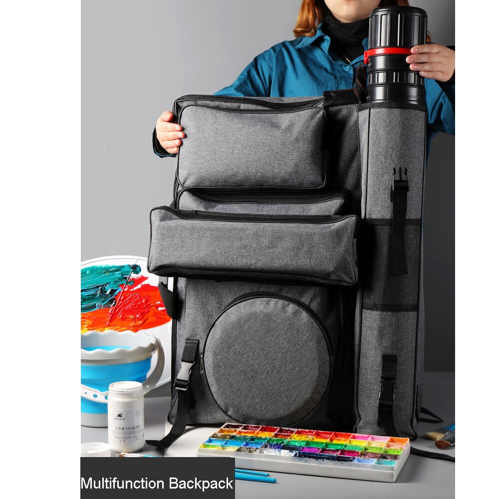 Art Bag Multifunction Artist Portfolio Canvas Backpack Waterproof Large Capacity for Sketching Drawing Art Supplies Storage
