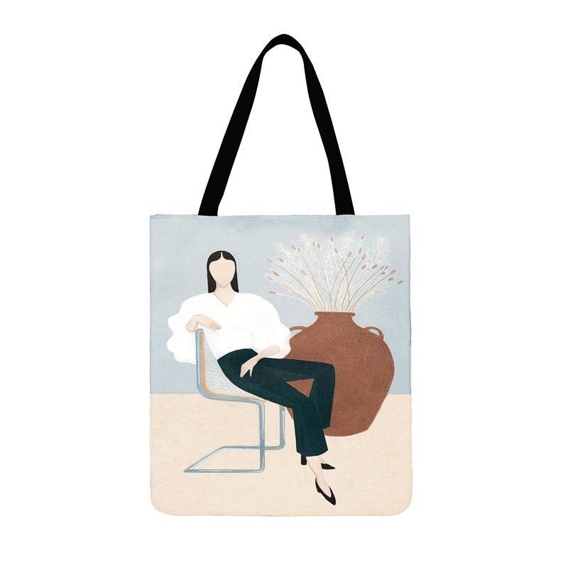 Sacchetto di modo Havana di Arte Della Ragazza del Sacchetto di Stampa Sacchetto di Acquisto Pieghevole Sacchetto di Spalla Delle Signore Per Le Donne Casual Tote Borsa Da Spiaggia All'aperto borse: 8 / 35x40cm