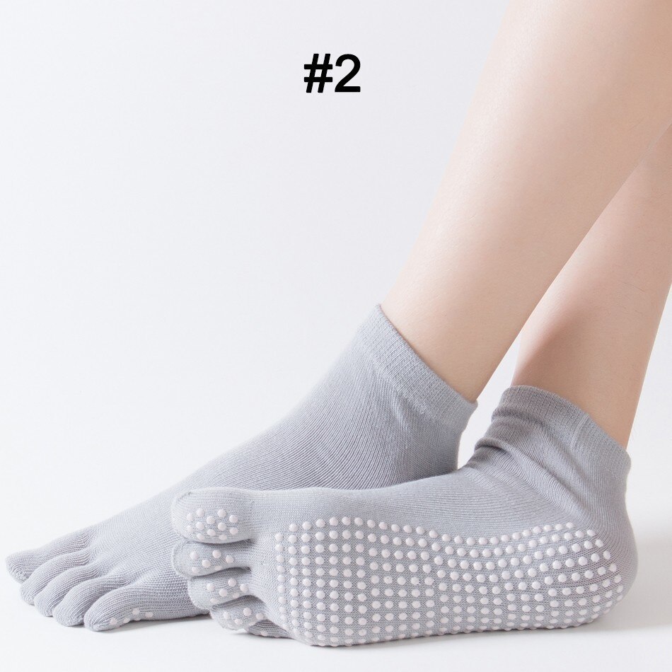 WorthWhile 1 Pair Women Sports Yoga Socks Five Finger Slipper Anti Slip Lady Pilates Ballet Heel Dance Protector: Gray