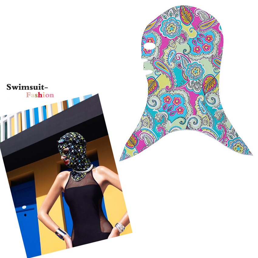 Männer Frauen Gemischt-farbe Facekini Schwimmen Maske Ausschlag Wachen Ohr Schützen Maske Anti-Uv Quallen Tauchen Schwimmen Hüte