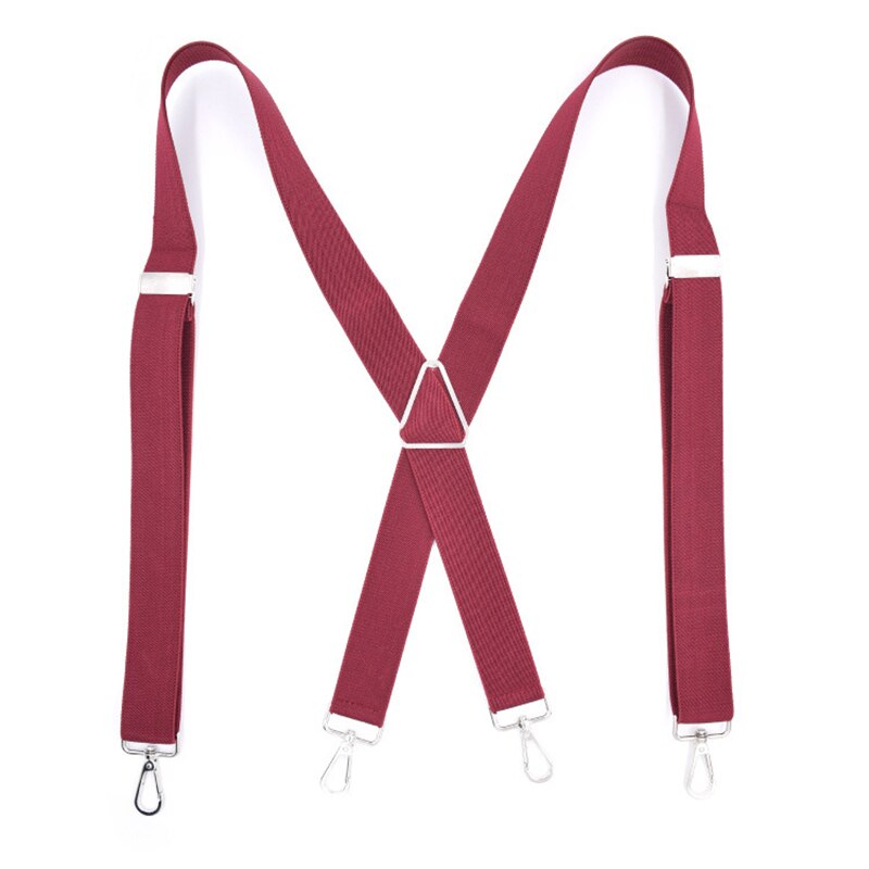 Vintage Shirt Suspenders Braces for Men X Back with Hooks Large Size Heavy Duty Suspensorio Tirante Trousers Pants Strap Bretele: Burgundy