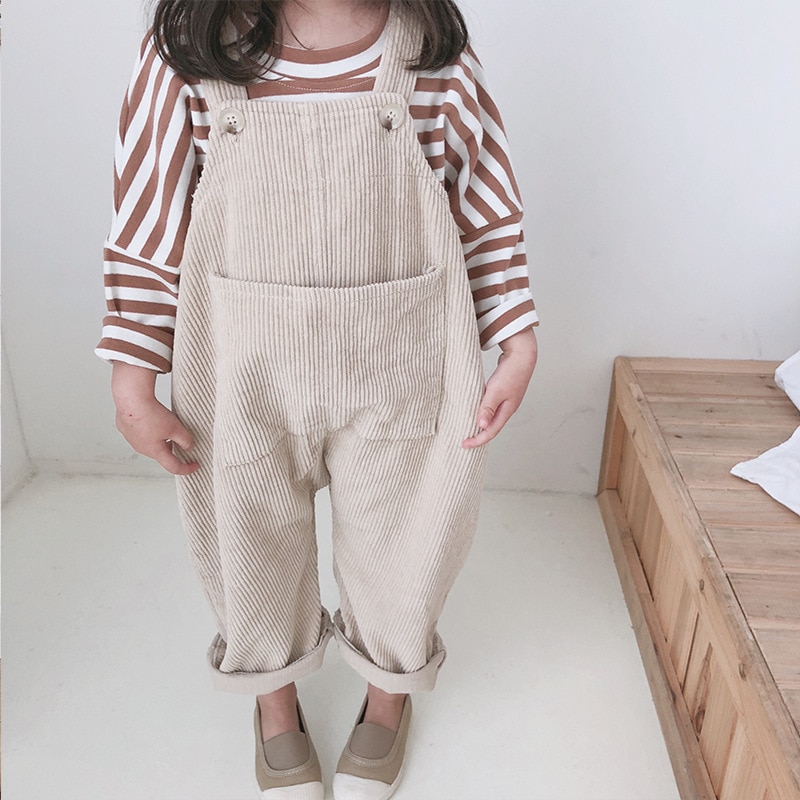 2022 Children Toddler Boys Kids Solid Overalls Suspender Trousers Casual Corduroy Baby Bib Pants Solid Outwear 9M-5T