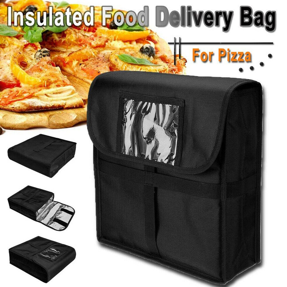 11 Inches Box Thermal Pizza Bag Wear Resistant Picnic Container Food Storage Case Takeaway Fresh Insulated Portable: Black