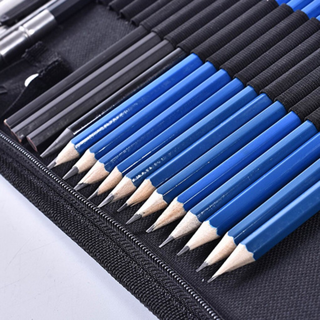 33 pièces Croquis Dessin Outil Kit Charbon Graphite Crayons Gomme Ensemble Croquis Art Outils