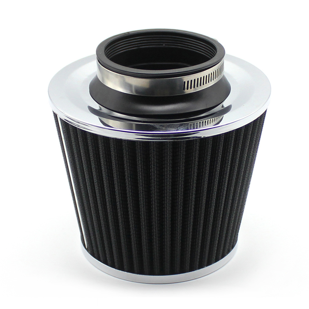 Uniwersalny samochodowy filtr powietrza wydajność wysoki przepływ zimny filtr wlotowy zestaw indukcyjny sport moc siatka stożek 76MM: czarny