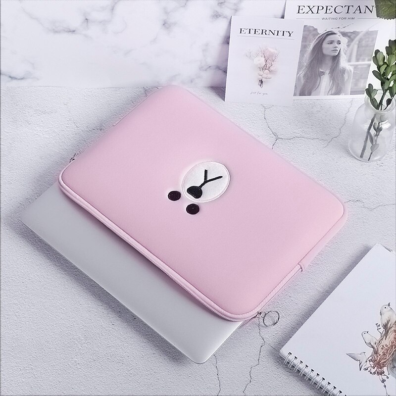 Bolsa de laptop, bolsa de desenho animado marrom 11 13 15.6 Polegada para macbook air pro 13 15 notebook manga tablets ipad 7.9 9.7,