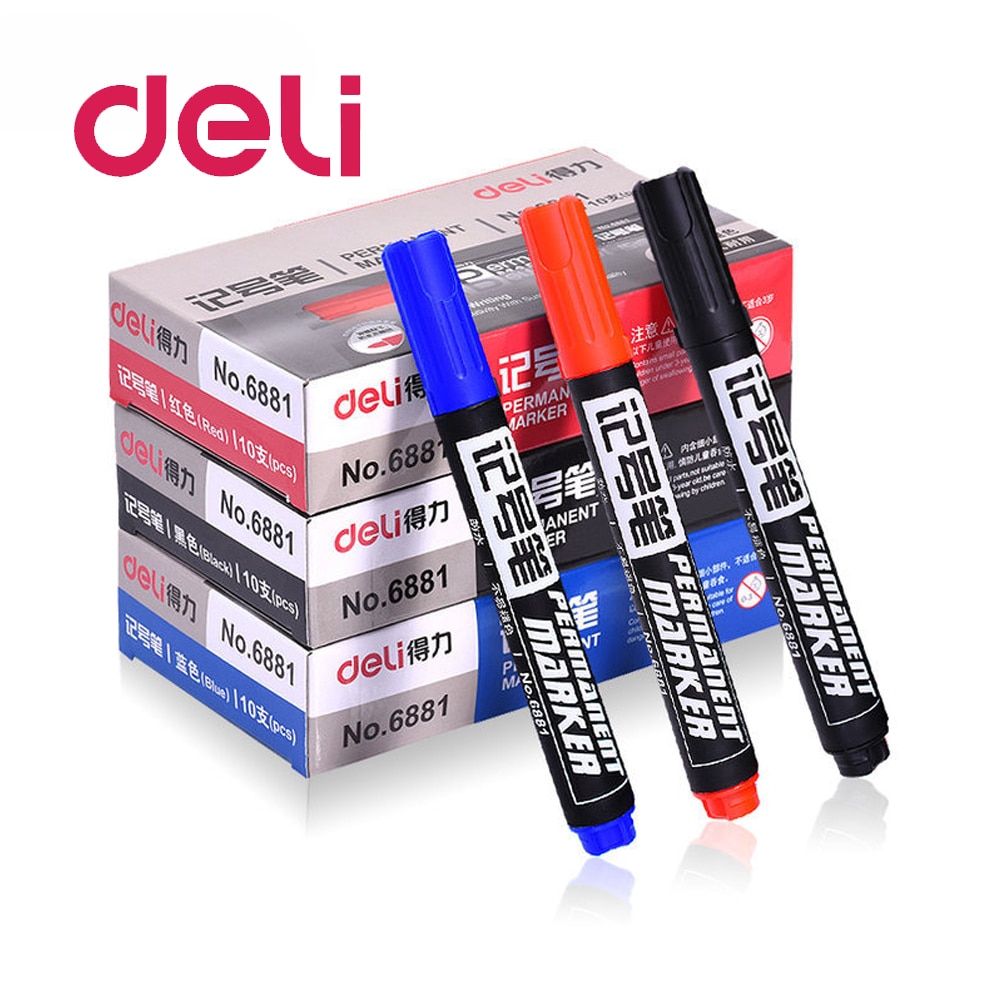 Deli 1Pcs Mix Kleur Marker Pen Schrijven Levert Hoofd Olie Plastic Marker Pen School & Kantoorbenodigdheden Diy Cd escolar Pen 6881