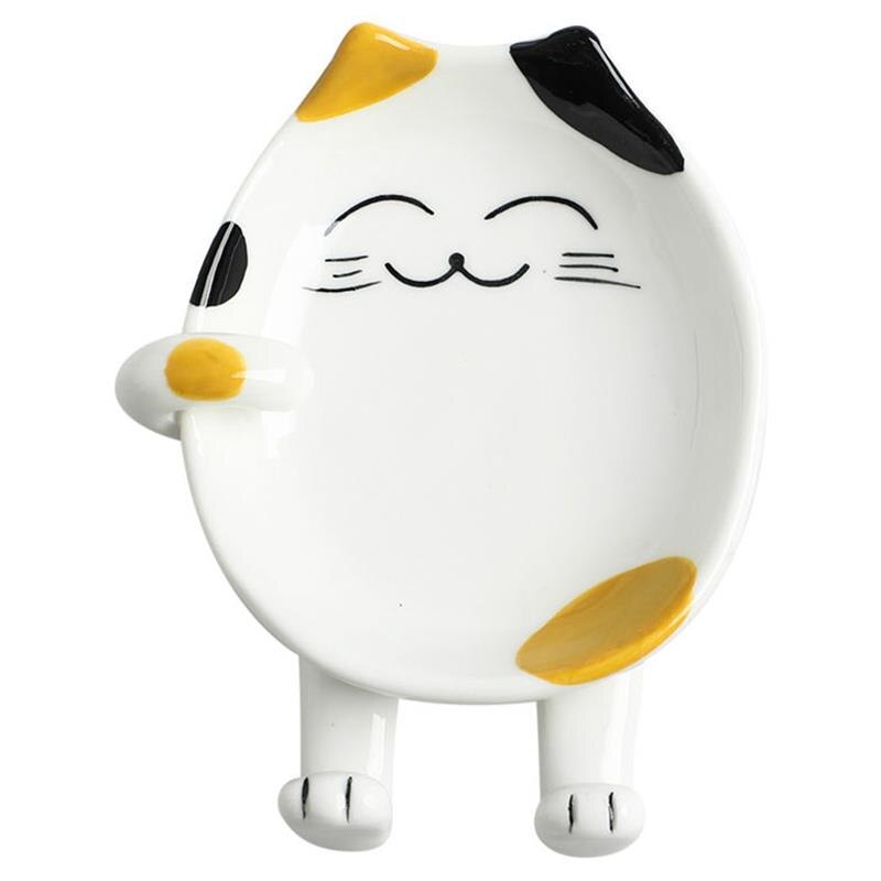 Cartoon Spoon Rest Cat Ceramic Spoon Holder Utensil Spatula Holder Heat Resistant Kitchen Storage Shelves Cooking Tools: Multicolor 2