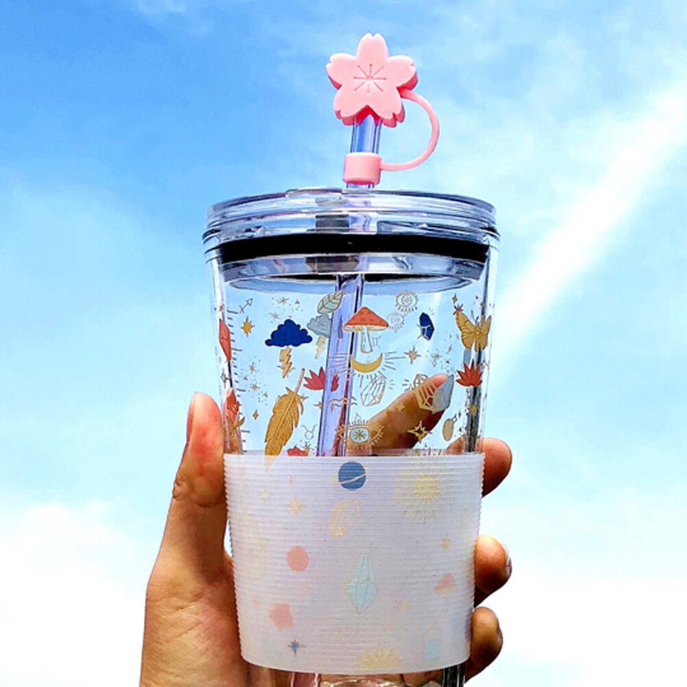 4Pcs Cherry Cloud Strawberry Silicone Straw Plug Reusable Drinking Dust Cap Glass Cup Accessories Plugs Tips Cover A50
