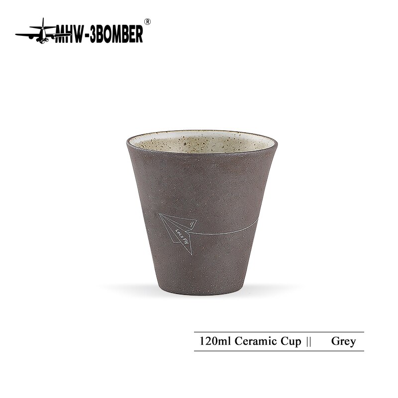 MHW-3Bomber Winter Kaffee Tassen 120ml Keramik Tassen Porzellan Barista Zubehör Werkzeuge wiederverwendbar Espresso Lungo Flache Weiß Latte: grau