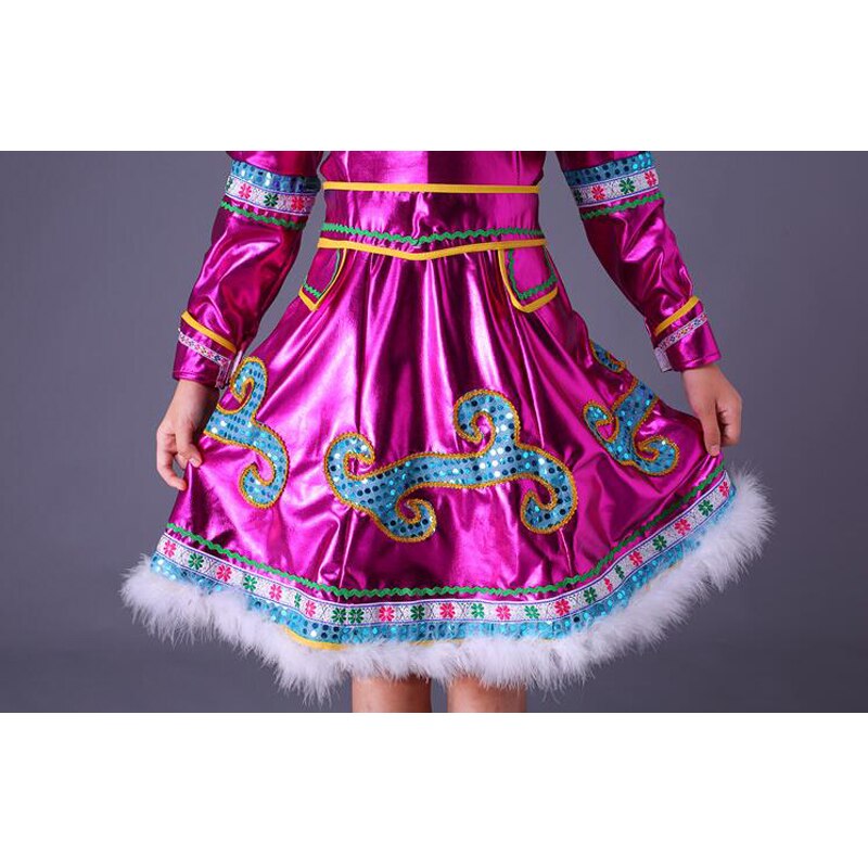 Con tocado niños Mongolia escenario chino baile popular disfraces Niñas Ropa de baile chino niños traje de baile tradicional