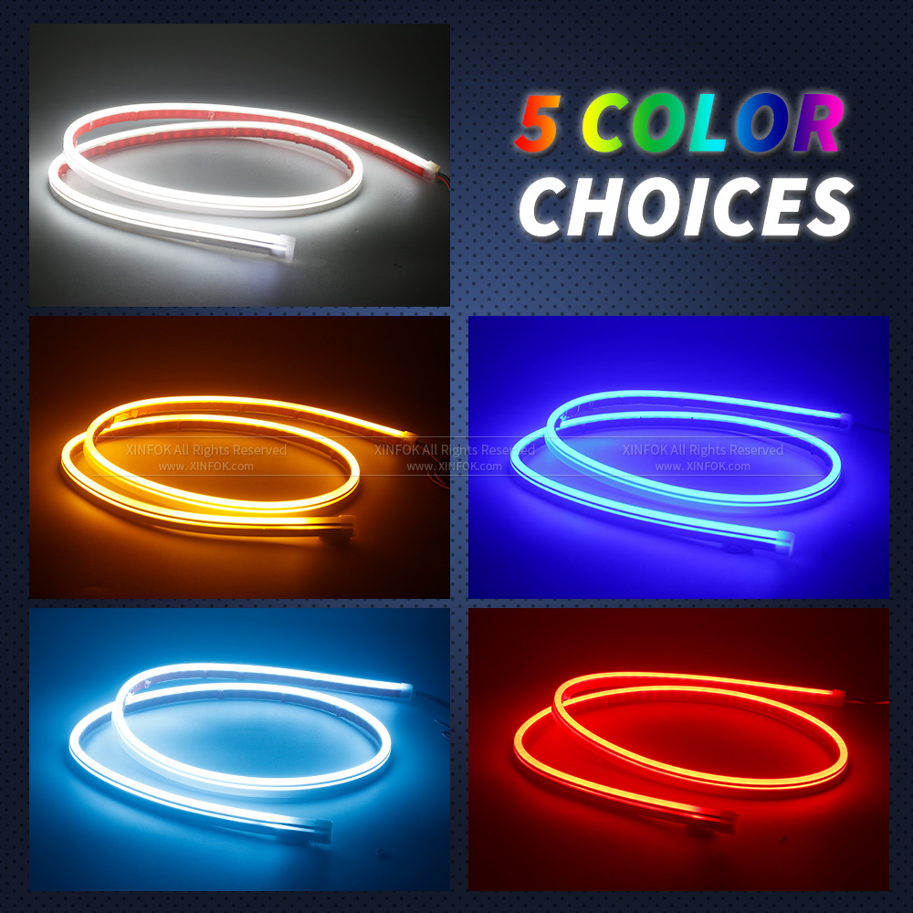 XINFOK LED bande de lumières de capot de voiture universelle Auto lampes d'ambiance décoratives lumières d'ambiance pour voiture feux de jour DRL 12