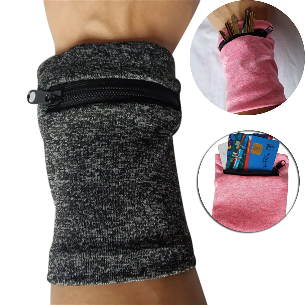 unisex Multifunctional Wrist Band Zipper Ankle Wrap Sport Wrist Strap Wallet Storage for running gym cycling sports safety