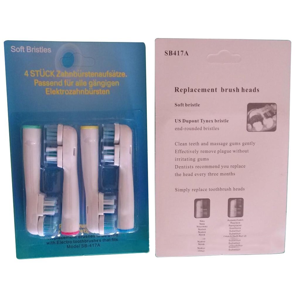 Cepillo de dientes eléctrico de doble cabezal de repuesto para Sb-417A, cepillo eléctrico para cepillarse el pelo suave, vitalidad, protección higiénica Doble