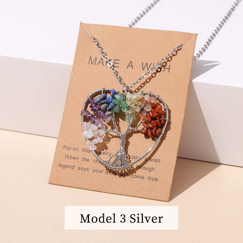 Verander Beter Goud Zilveren Kleur Ketting 7 Chakra Boom Van Het Leven Hanger Halsketting Vrouwen Mannen Roestvrij Staal HandmadeHealing Sieraden: Blauw Zink