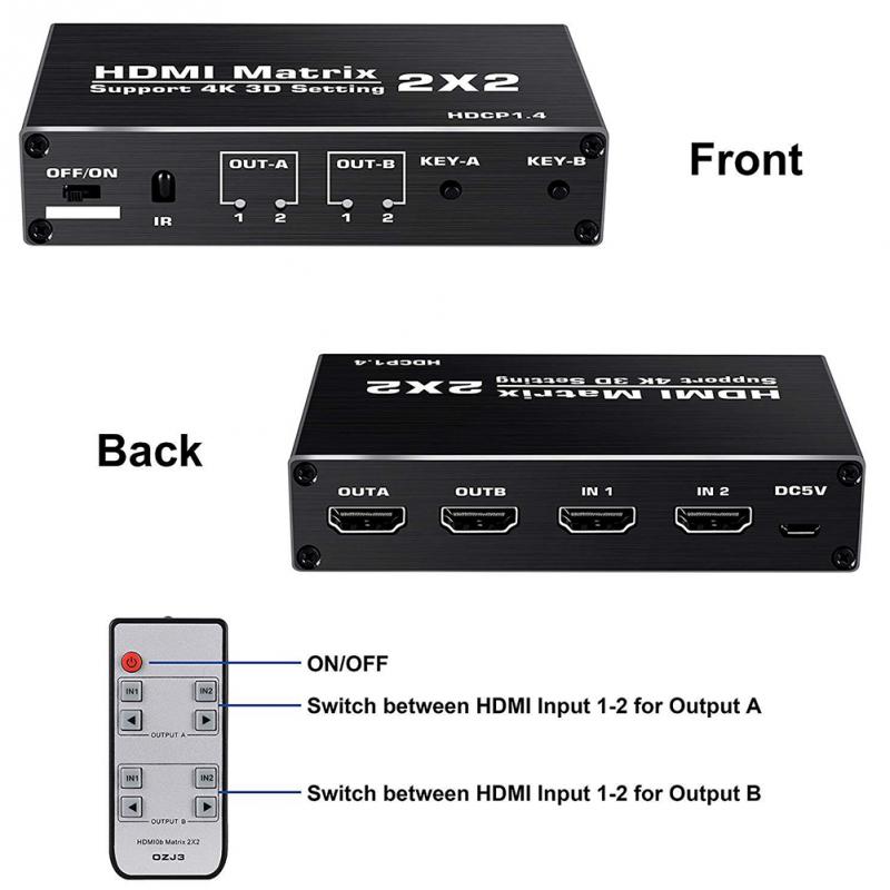 Hdmi Kvm Switch 2 Port 4K Usb Schakelaar Kvm Vga Switcher Splitter Box Voor Delen Printer Toetsenbord Muis Kvm switch Hdmi Vga