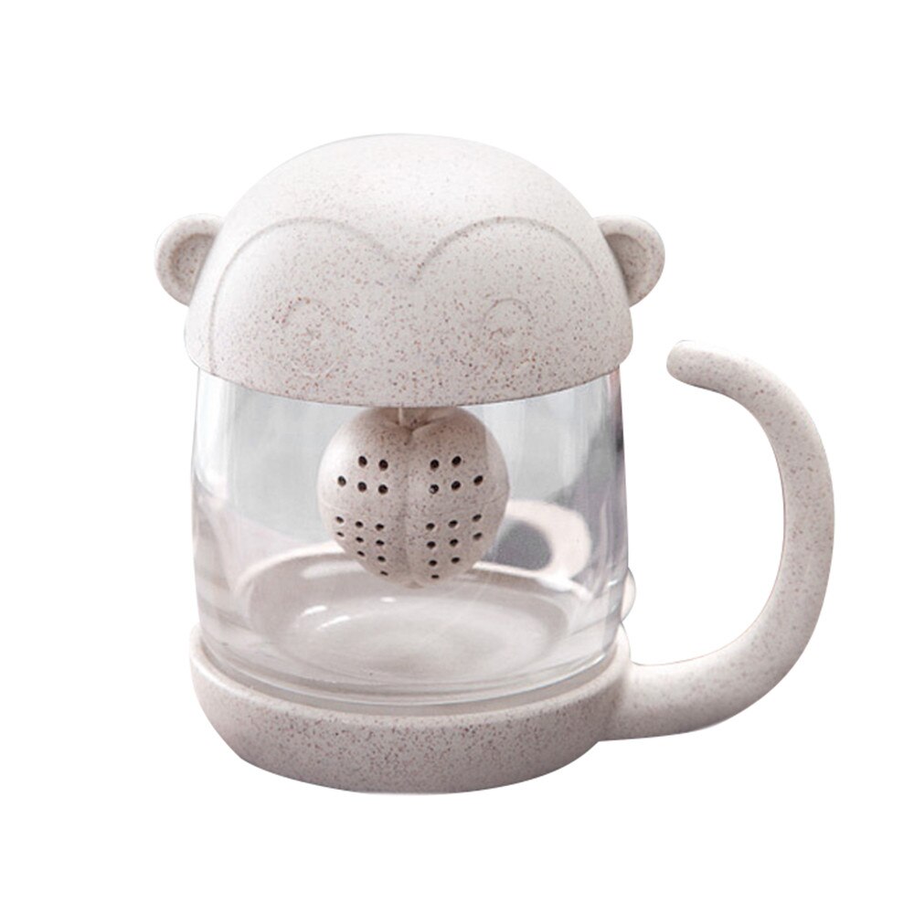 Tesil katt apa te infuser kopp gräs tekanna tepåsar för te & kaffe filter dryckesartiklar jul: Vit b