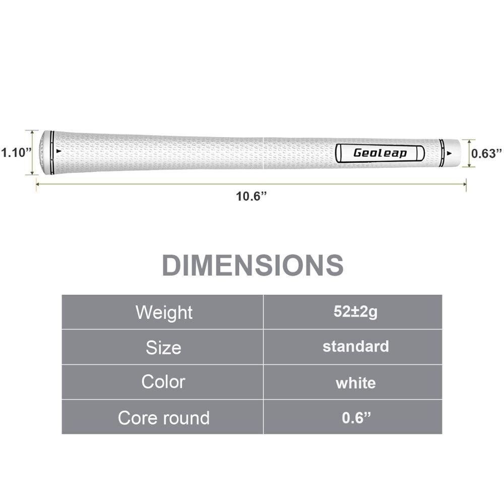 Geoleap Rubber Golf Grips 10pcs/lot Double G Pattern, Golf Club Grips, Standard,4 Colors to choose: White