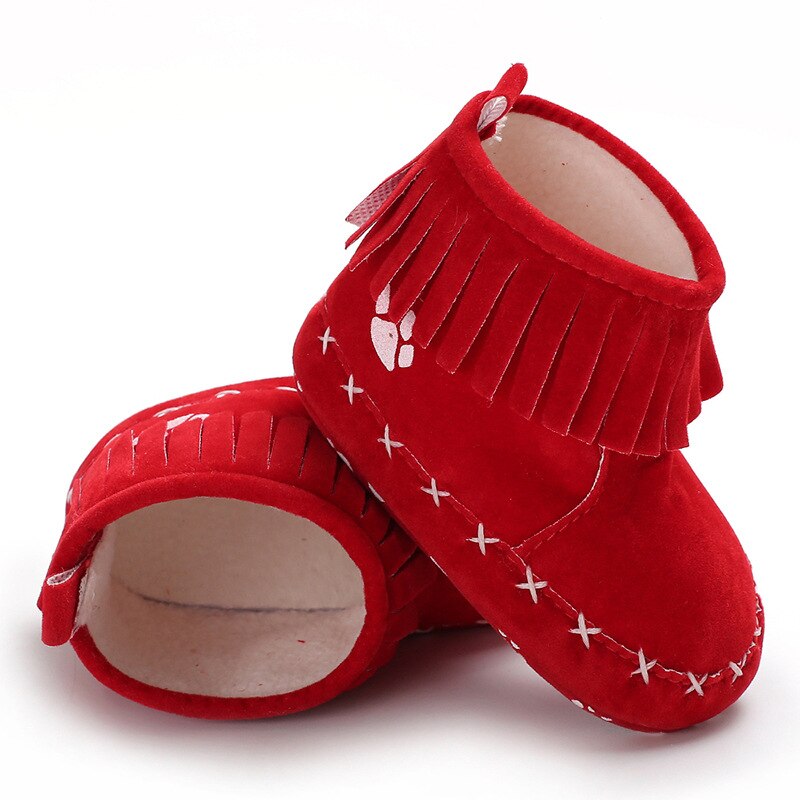 -né bébé fille garçon chaussures bottes de neige chaudes toplancha frange bottes hiver chaussons rouge noir semelle souple bébé filles gland bottes