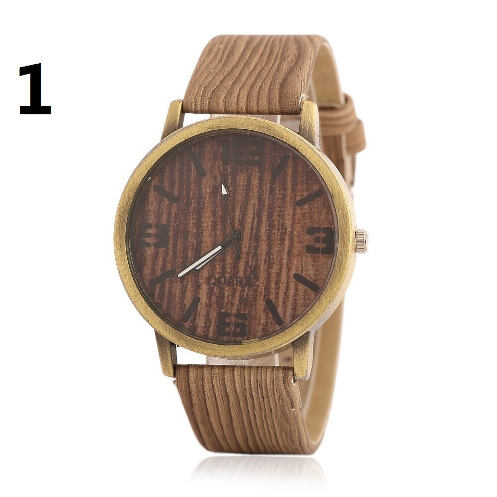 Simulatie Houten Horloges Mannen Quartz Casual Houten Kleur Lederen Band Horloge Hout Mannelijke Horloge Relogio Masculino
