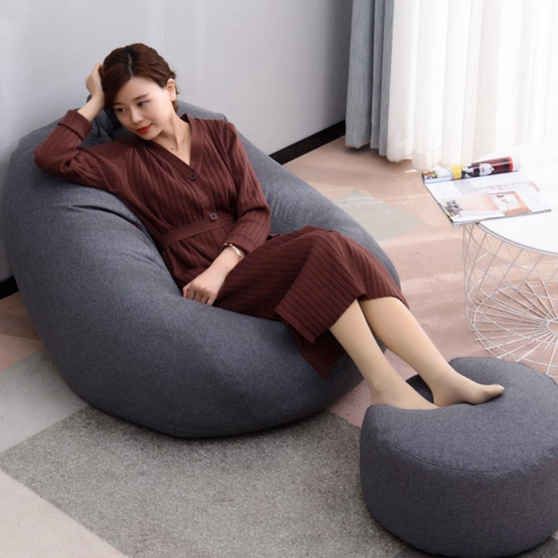 Grote Kleine Lui Banken Cover Stoelen Zonder Filler Linnen Doek Lounger Seat Bean Bag Bank Woonkamer