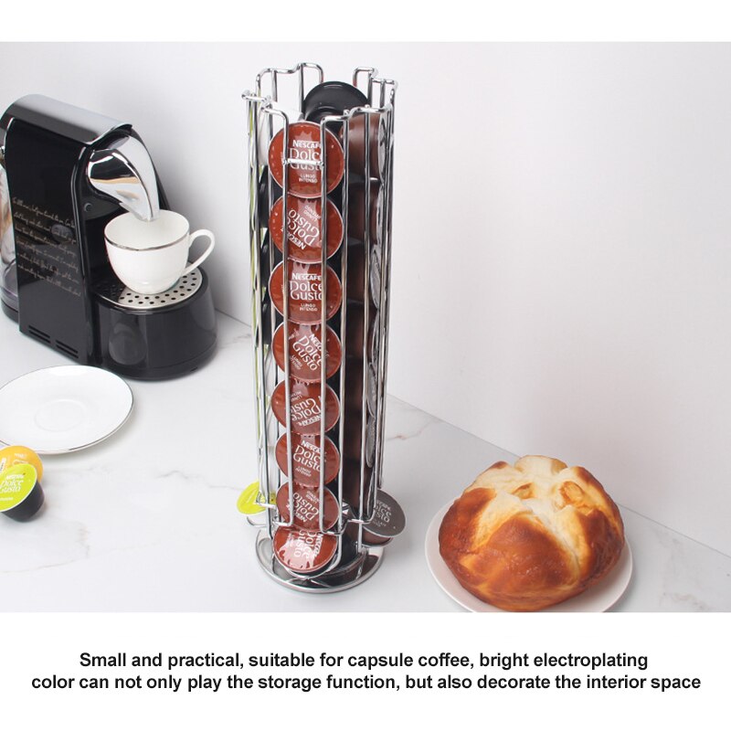 Plating Display Capsule Rack Rotatable Coffee Pod Holder Stand Storage Shelves For 24 Dolce Gusto Capsule Kitchen Accessories