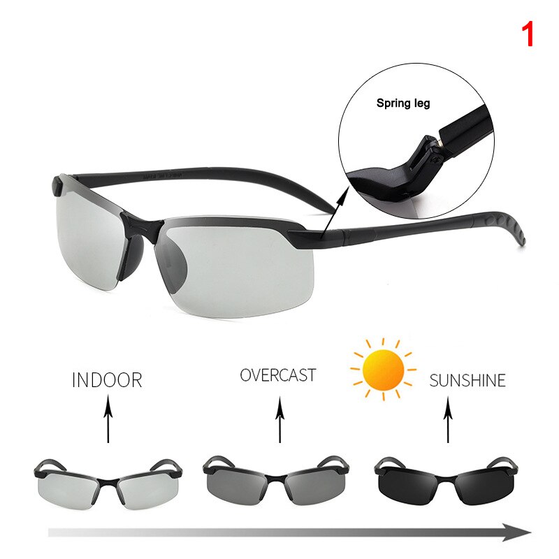 Photochromic Sunglasses for Men Sports PC Frame Men Sunglasses Polarized UV400 Protection Anti-blue Ray Fishing Sunglasses: 1