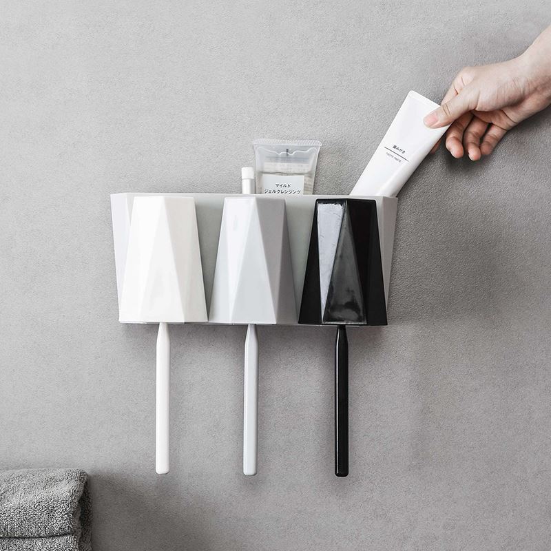 1 Set Wall-mounted toothbrush holder with Brush Cup toothpaste storage rack family suit bathroom accessories