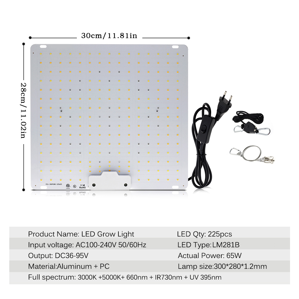 65 W Volledige Spectrum Groeilamp Met 5 Lichtkleuren LM281B LED Plant Licht Voor Kas Bloem en Plantengroei Verlichting: Blauw / EU