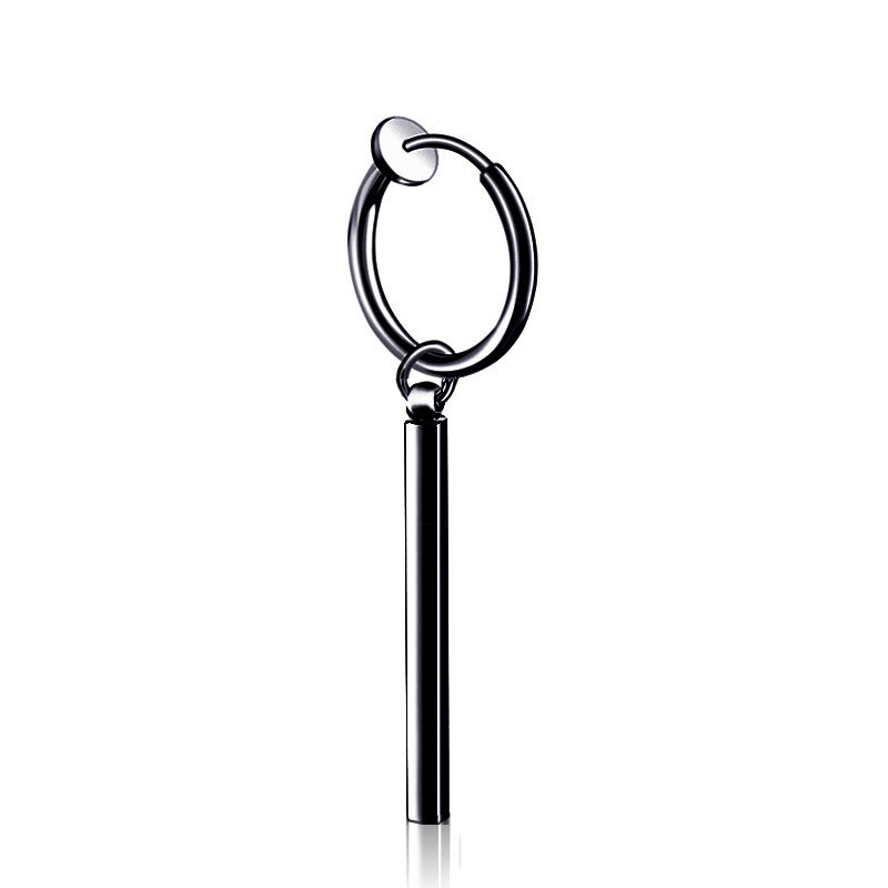 Pendientes falsos minimalistas de Roronoa Zoro, barra cuadrada, pendiente de aro colgante, Clip de oreja, pendiente de acero inoxidable, joyería para hombres: Estampado en caliente